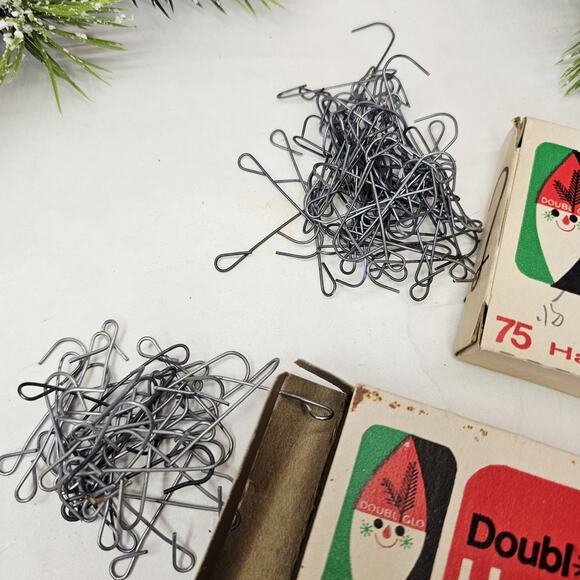2 Vintage 1971 Doubl Glo Christmas Tree Ornament Hangers Hooks Original Boxes - Picture 3 of 9